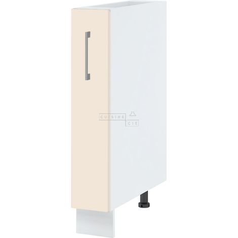 Meuble range épice Lovia Vanille Mat L 15 cm - Couleur de Caisson Blanc - Porte avec poignée apparente Alu (1/2)