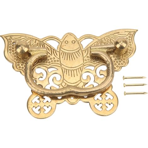 Beyamis Poignée meuble vintage 92x60mm - Forme chauve-souris laiton (1/5)