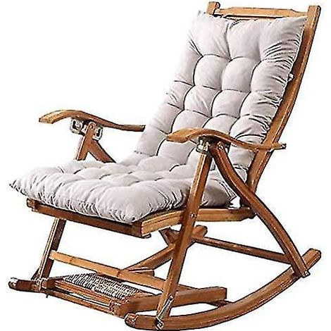 Fauteuil inclinable pliant long, coussin en coton, coussin en peluche, coussin pour chaise en bambou, chaise pliante en bois, coussin de haute qualité, gris, 1,2 mètre (1/5)