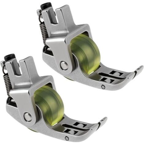 Lot de 2 Pieds Presseurs à Roue en Caoutchouc 3 Rouleaux Pièce de Rechange pour Pied Presseur à Roue étroite Convient à La Plupart des Machines à Coudre Industrielles PVC Cuir Tissu (1/4)