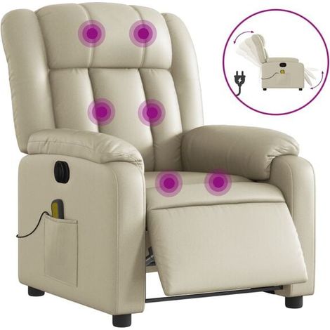Fauteuil de massage électrique inclinable en similicuir beige (1/5)