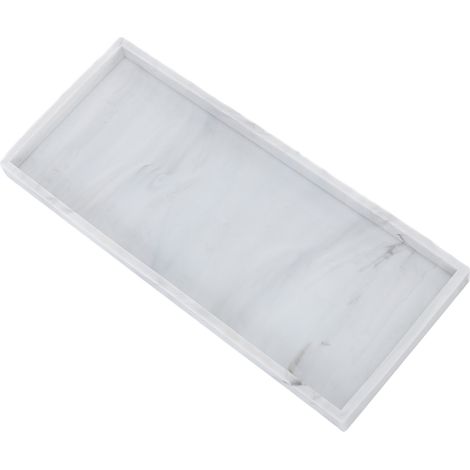 Plateau de rangement en silicone, en gel de silice, pour la cuisine, idéal pour trier les produits cosmétiques et décorer une coiffeuse. Couleur marbre, grande taille. (1/5)