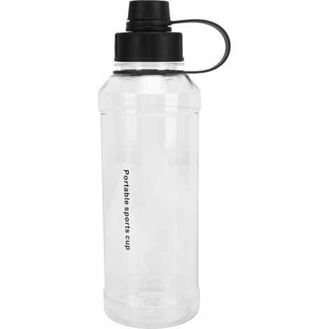Bouteille d'eau 1000ml grande capacité, large poignée, couvercle intégré, double bec anti-fuite, gobelet sport extérieur noir (1/5)