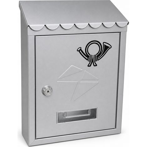 Wandbriefkasten aus Metall silberfarben 30 x 22 x 7 cm (1/5)
