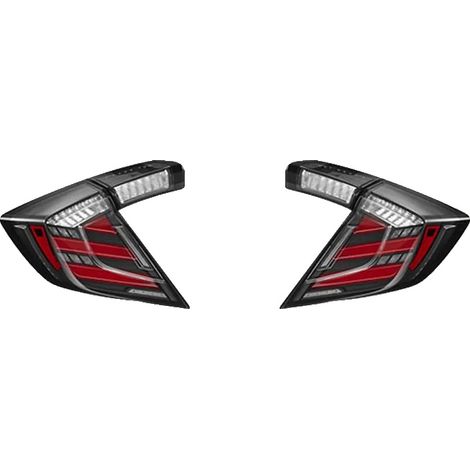 Conjunto de luces traseras, diseño duradero, visibilidad mejorada, compatible con Honda Civic, color rojo. (1/2)