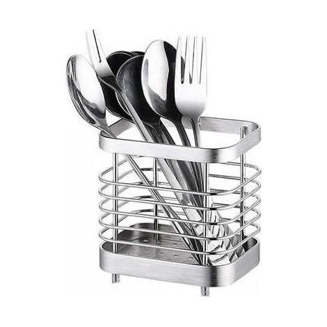 Égouttoir à couverts en acier inoxydable - Ensemble de cuisine - Rangement de cuisine - Organisateur de comptoir - Porte-couverts - Acier inoxydable - Argent (1/5)