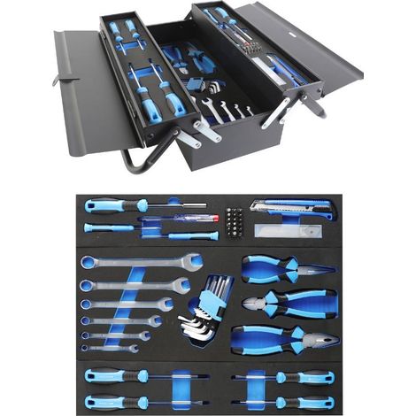 304060 - Caisse à outils métallique outillage assortis 55 pièces-