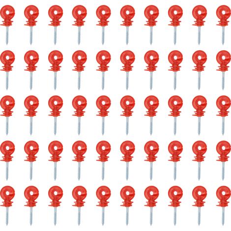 Isolateur de clôture à vis, 50 pièces, Protection solaire étanche à la pluie, isolants électriques en plastique et en acier pour électronique rouge