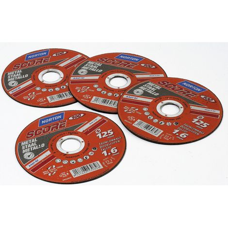 NORTON Lot 4+1 disques pour inox NORTON, Diam.125 mm
