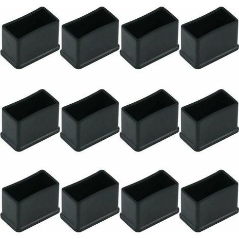Lot de 12 embouts de protection en caoutchouc noir pour pieds de meubles – Dimensions 15 x 30 mm – Réduction du bruit et protection des sols (1/4)