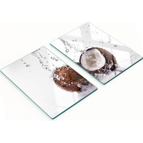 Tablas de cocina de vidrio duraderas y elegantes con estampado de coco y agua, 2x40x52 cm. (1/5)