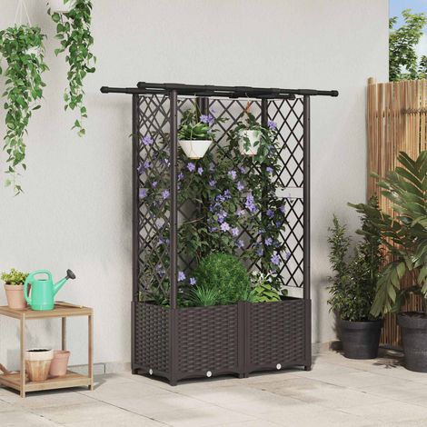 Teenpull – Hochbeet mit Rankgitter und Dach Braun 124 x 40 x 136 cm PP (1/5)