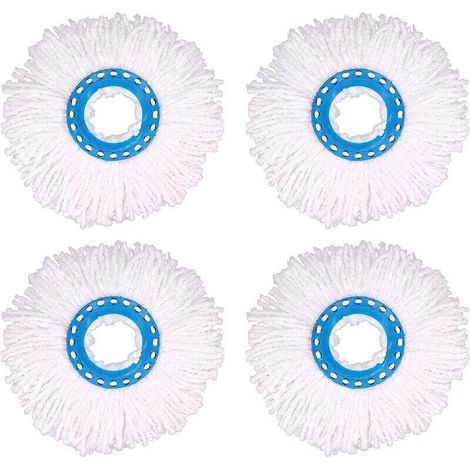 4Pcs Têtes Microfibre Balai, Tête de Vadrouille Rechange Rond Têtes Mop Rotation à 360 pour Nettoyage des Sols (Diamètre 16 cm)-Crezuo