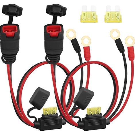 GC008 X-Connect Battery Charger Cables with M10 Eye Terminals and Fuse, for Cars, Trucks, SUVs, Boats and Car Battery Maintenance, 53 cm