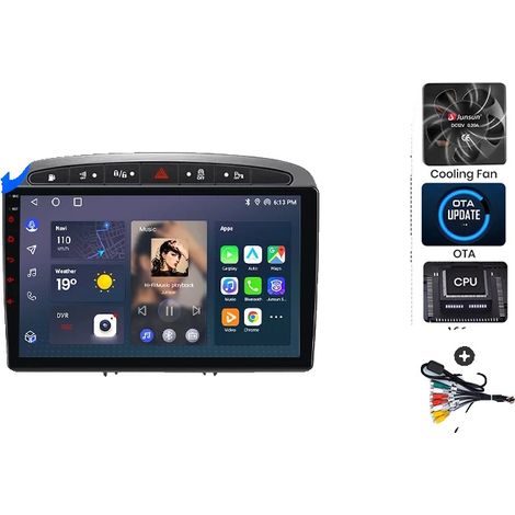 Radio de voiture, fonctionnalités intelligentes, interface conviviale, compatible avec Peugeot 408 308 SW 2012-2020, V1 Plus (6 Go-128 Go) - B (1/2)