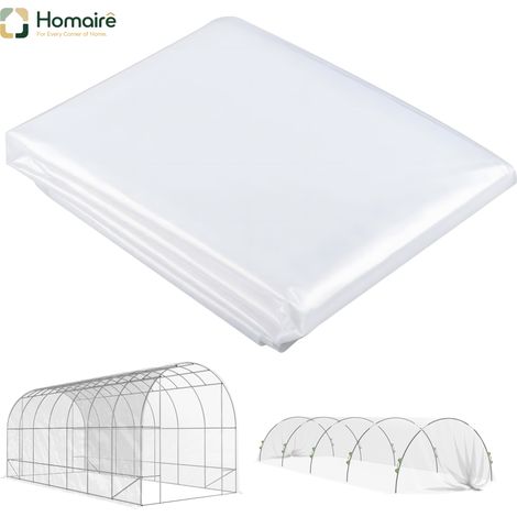HOMAIRE Gewächshausfolie 7x8 m transparente wasserdicht UV-Schutz extra dick reißfest Kunststoff Folie Abdeckplane für Treibhaus Tunnelfolie Außenbereich