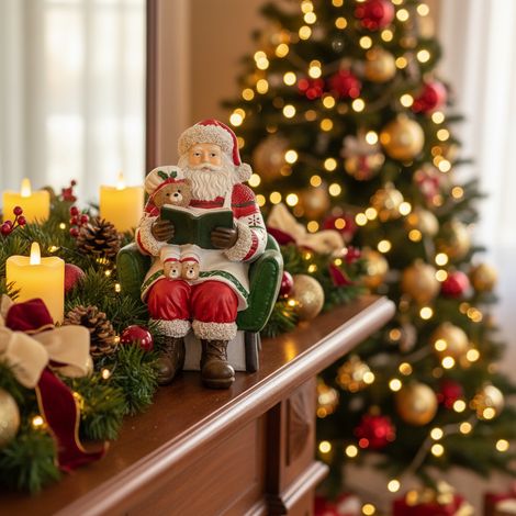 Statuetta natalizia di Babbo Natale su poltrona da h 17 cm (1/4)