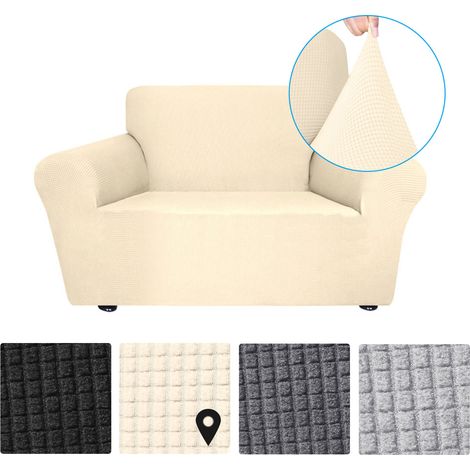 Decdeal Stretch-Sofabezug, rutschfest, weich, waschbar, für Wohnzimmer, Kinderzimmer, Haustiere, 1-Sitzer, Beige (1/5)
