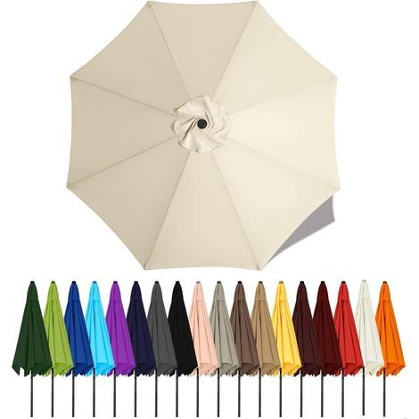 Auvent De Remplacement Pour Parasol De Terrasse, Toile De Parasol Pour Cour Jardin Plage, Protection UV Housse De Rechange(Cream white,4m - 8Ribs) (1/5)