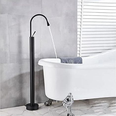 Ensemble de robinet de baignoire noir, mitigeur de baignoire sur pied, robinet de douche à poignée unique pour baignoire de salle de bain (1/5)