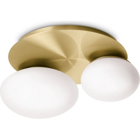 Ideal Lux NINFEA 2-flammige runde DecoratiGlass-Deckenleuchte aus Messing