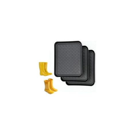 Lot de 3 Plateaux à Chaussures, Égouttoir Chaussures, Plastique Étanche, Utilisable comme Tapis Séchage ou Nourriture Chiens, Idéal pour Pluie et Saison de Neige - Crezuo (1/4)