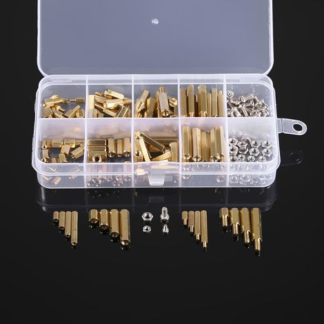 Kit d'assortiment d'écrous hexagonaux en laiton, 240 pièces, vis M2 M3, entretoises mâles et femelles, entretoise pour carte PCB (1/5)