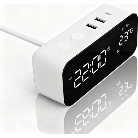 Prise intelligente WiFi avec horloge numérique, affichage météo en temps réel, minuterie programmable et contrôle à distance via application – Compatible avec Alexa et Google Assistant dengyankun (1/3)