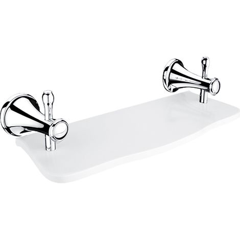 Tablette En Pierre Artificielle Blanche L.30 Cm, Avec Fixation Chrome - Antique Salle De Bains Rétro Nimco (1/4)