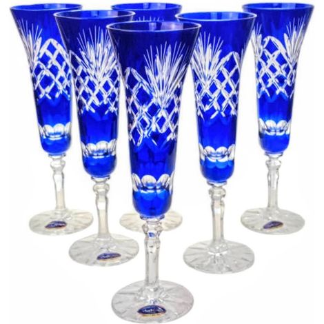 Verres à champagne en cristal de cobalt 170 ml Ananas (1/5)