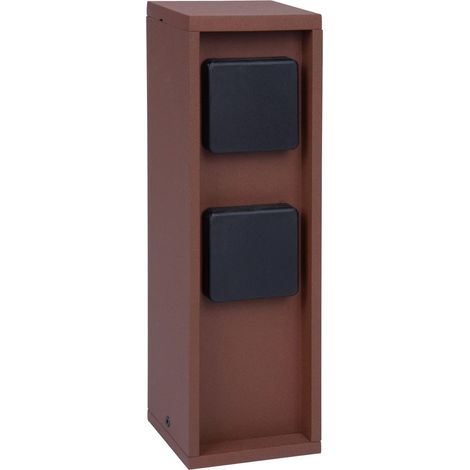 BOLD 19370 Pado presa elettrica esterna da giardino (colonna di alimentazione) con spina a 2 prese in colore ruggine (colonna di alimentazione esterna IP44  3680 Watt  angolare  30 x 9 x 9 cm) (1/5)
