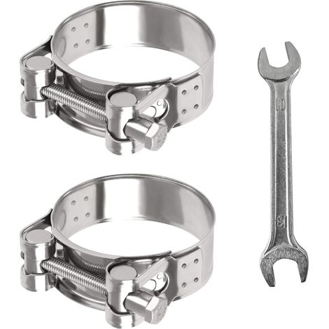 2PCS Collier de Serrage Inox Serrage Collier de Serrage Métallique avec Clé (1/5)