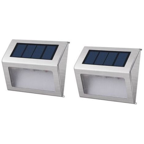 Lot de 2 projecteurs solaires WALLY Blanc Acier H10cm (1/5)