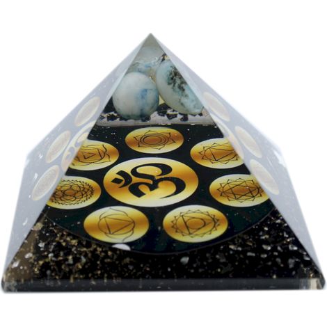 Pyramide d'orgonite - Chakra Om de minuit - 90 mm- Vendu par 1