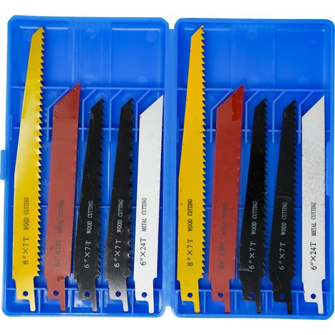 Dapetz® Reciprocating Saw Blades Set 10-Piece, Sabre Saw Blades for Wood/Metal Cutting, Made with HSS, Compatible with All Reciprocating Saw 6" - 8" (1/5)