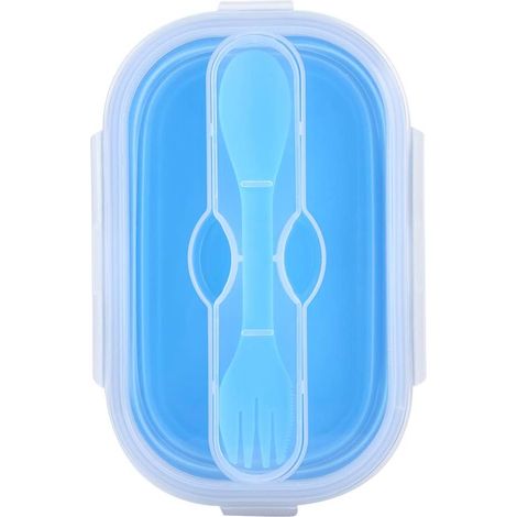 800ml Collapsible Silicone Lunch Box, Food Storage Container with Built-in Cutlery, Dishwasher and Microwave Safe (1/5)