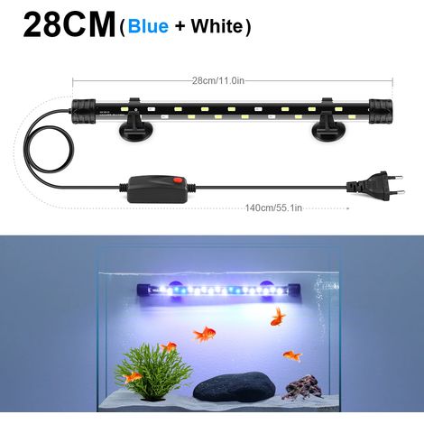 (28 cm, bleu et blanc, prise européenne) Lampe LED étanche submersible pour la croissance des plantes aquatiques, idéale pour aquarium, bassin et piscine. Éclairage LED (1/5)