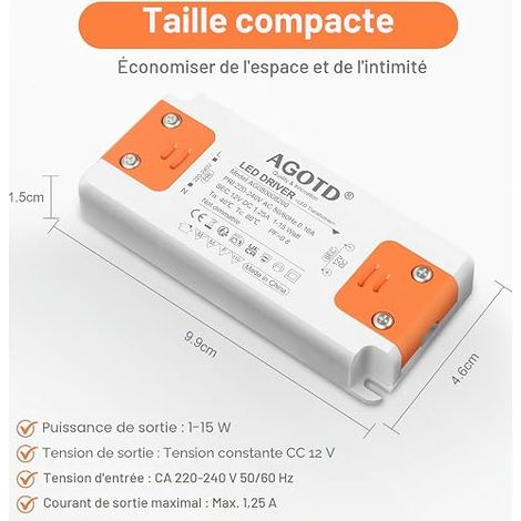 LED Transformer Input 220-240V Output DC 12V 1.25A 15W LED Bulb Driver Converter Constant Voltage Power Supply (1/4)