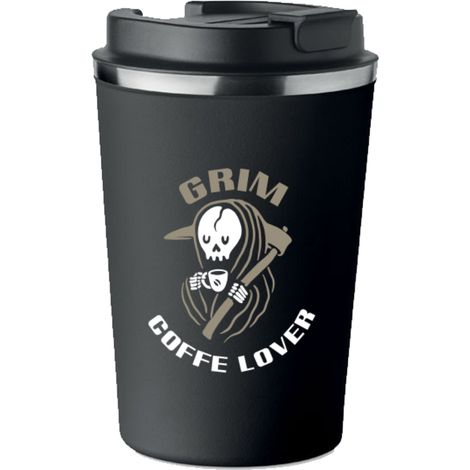 Tazza termica premium con stampa GRIM COFFE LOVER Reaper 350ml KT062 (1/5)