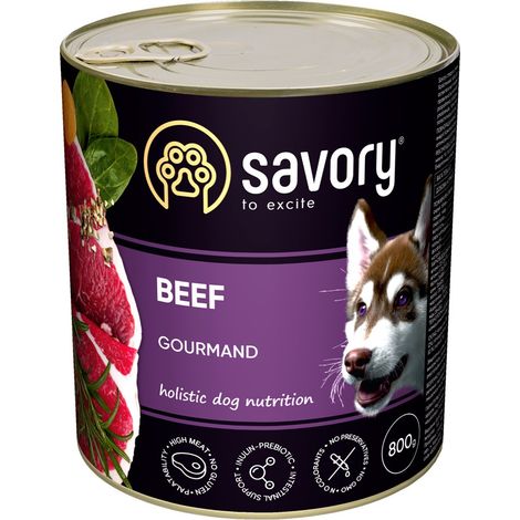 Alimento húmedo sabroso para perros adultos de todas las razas, sabor a carne de res, 800 g. (1/2)