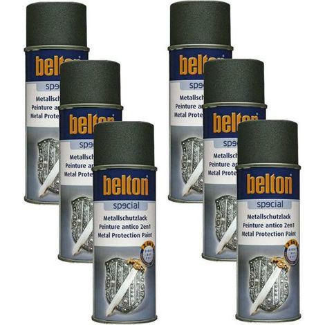 Lot de 6 bombes de peinture - Antirouille - Gris anthracite - 3 en 1 - Apprêt - Peinture - Finition - Belton