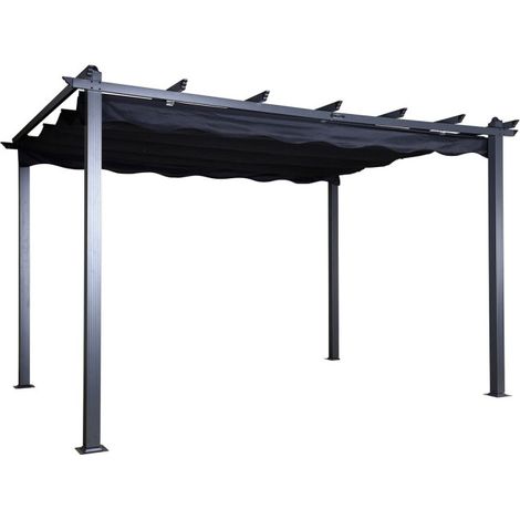 Pergola Avec Toit "Lazio" 395cm Noir (1/5)