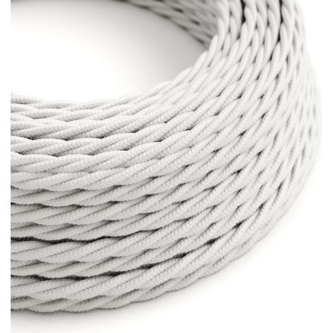 Creative-Cables, Cavo elettrico rivestito in tessuto, 3 x 0,75 mm², 1 m, Bianco Ottico TC01, Trecciato, Cotone (1/3)