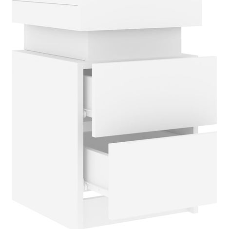 Mesita de noche con luces LED y 2 cajones 35 x 39 x 55 cm madera de ingeniería blanca DEC033168 (1/5)
