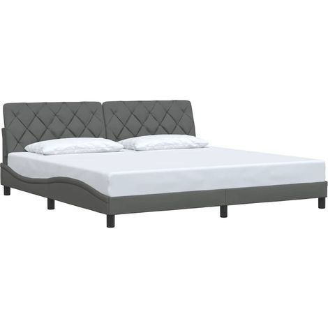 Bettgestell ohne Matratze Dunkelgrau 200x200 cm Stoff vidaXL (1/5)