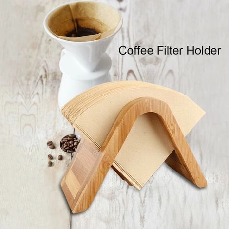 Porte-filtres à café, en bois ou en bambou, couleur bois, pour ranger les filtres en papier sur un plan de travail, dans la cuisine ou dans un café.-AquaForge (1/5)