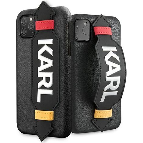 iPhone 11 Pro Karl Lagerfeld Hartschalen-Schutzhülle mit Tragegurt, Schwarz (1/5)