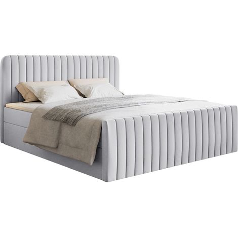 Selsey Saliano - Boxspringbett 160x200 mit Bettkasten, Topper und Chenille-Bezug, Hellgrau (1/5)