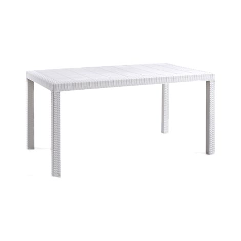 Table de jardin extérieure 150x90cm – Rotin polypropylène résistant aux intempéries – Design moderne pour 4-6 convives – Facile à nettoyer