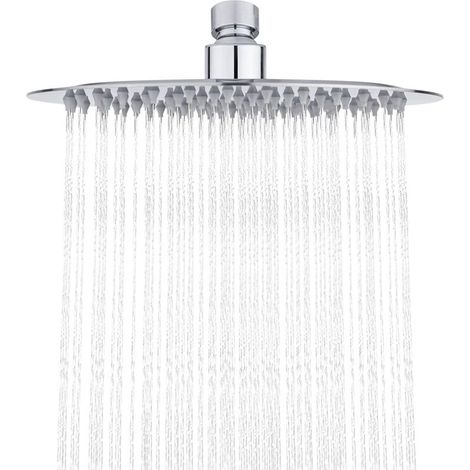 Round Shower Sprayer, Stainless Steel Shower Head, Silver, Diameter 20cm
